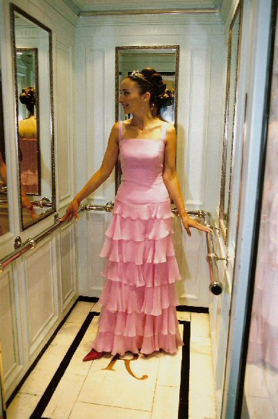 Pink tiered wedding dress